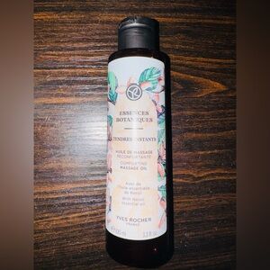 Yves Rocher Comforting Massage Oil Bottle - White, Peach, Green Accents